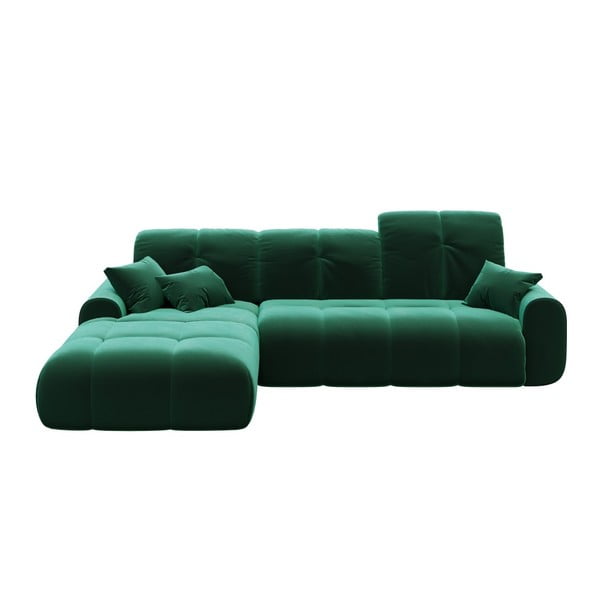 Тъмнозелен кадифен ъглов разтегателен диван Devichy , ляв ъгъл Tous - devichy