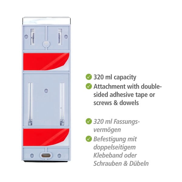 Пластмасов диспенсър за сапун за стена в сребристо 0,32 л Istres - Wenko-image-4