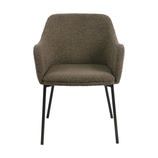 Кафяв тапициран трапезен стол с подлакътници Melilla – House Nordic-image-3