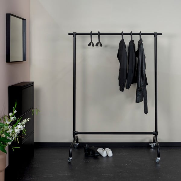 Черен метален мобилен стелаж за дрехи Luuk - Spinder Design-image-3