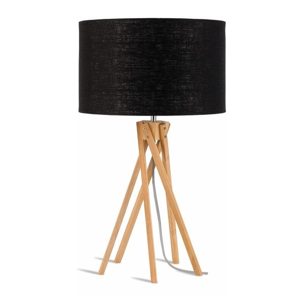 Настолна лампа с черен абажур и бамбукова конструкция Kilimanjaro - Good&Mojo
