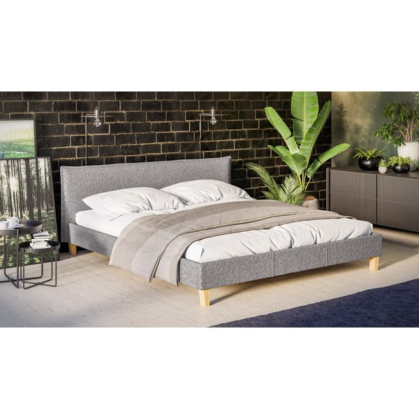 Сиво тапицирано двойно легло с решетка 180x200 cm Tina - Ropez-image-2