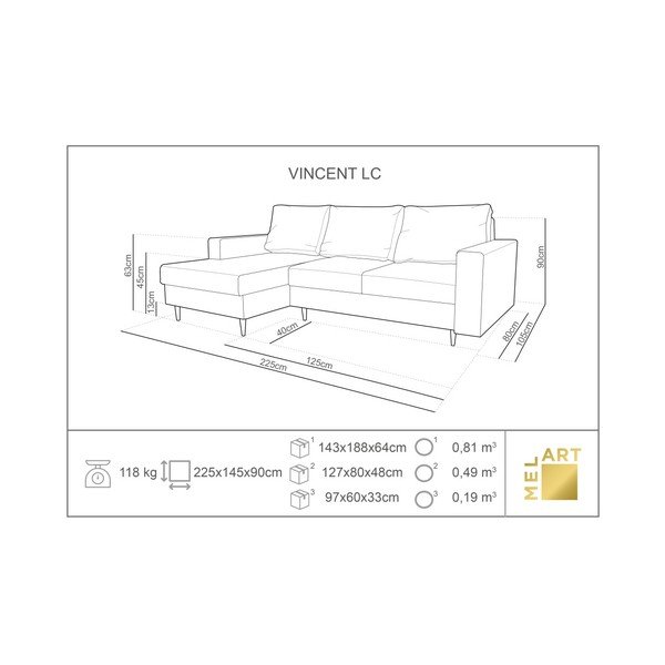 Béžová rohová rozkládací pohovka s lenoškou na levé straně Mazzini Sofas Iris-image-4