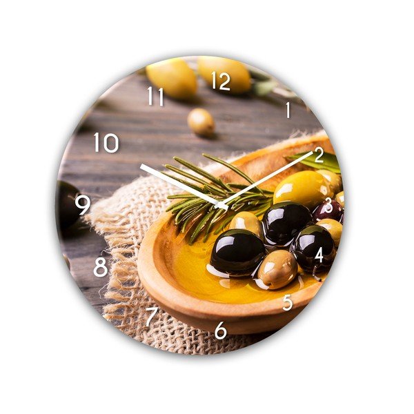 Стъклен стенен часовник Злато, ø 30 cm Gold Olives - Styler-image-1