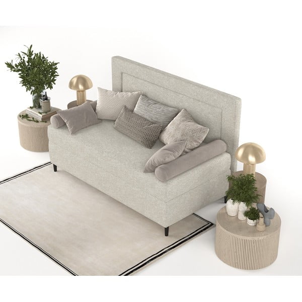 Сиво-бежово тапицирано единично легло 90x200 cm Alba – Maison de Rêve-image-4