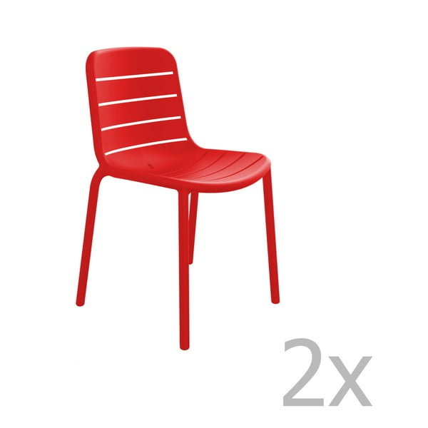 Комплект от 2 червени градински стола Gina Garden - Resol