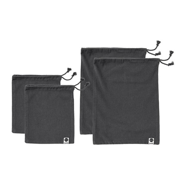 Комплект от 4 черни торбички за закуски от рециклиран памук Eco - Ladelle