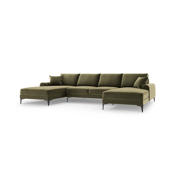 Зелен кадифен U-образен диван Madara - Mazzini Sofas-image-2