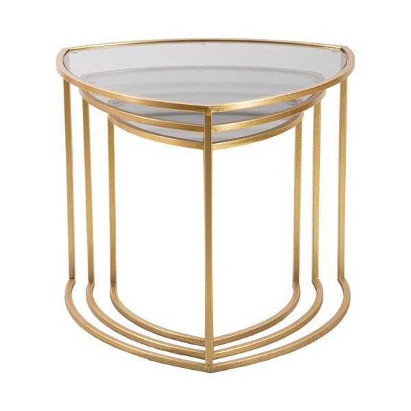 Кръгли масички за кафе със стъклен плот в златисто в комплект от 3 броя ø 60 cm Triangle – Mauro Ferretti-image-2