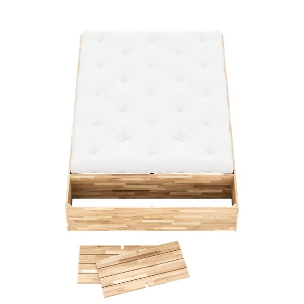 Двойно легло от масивен бор с място за съхранение и включена подматрачна рамка в естествен цвят 160x200 cm Basement Bed – Karup Design-image-4