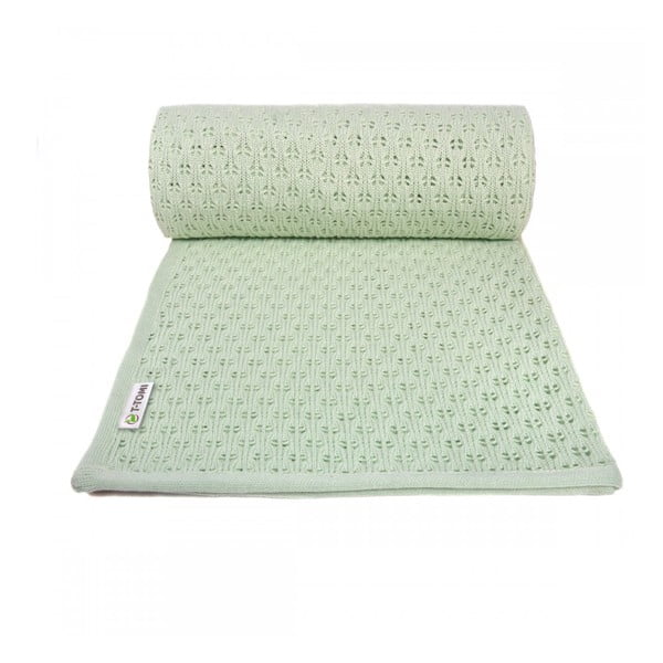 Зелено плетено бебешко одеяло със съдържание на памук , 80 x 100 cm Summer - T-TOMI