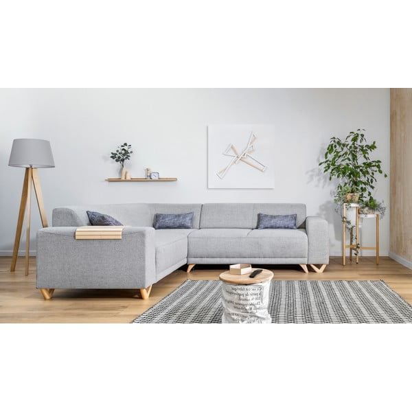 Светлосив разтегателен/с място за съхранение ъглов диван (ляв ъгъл/L форма) Classy Sophie – Miuform-image-1