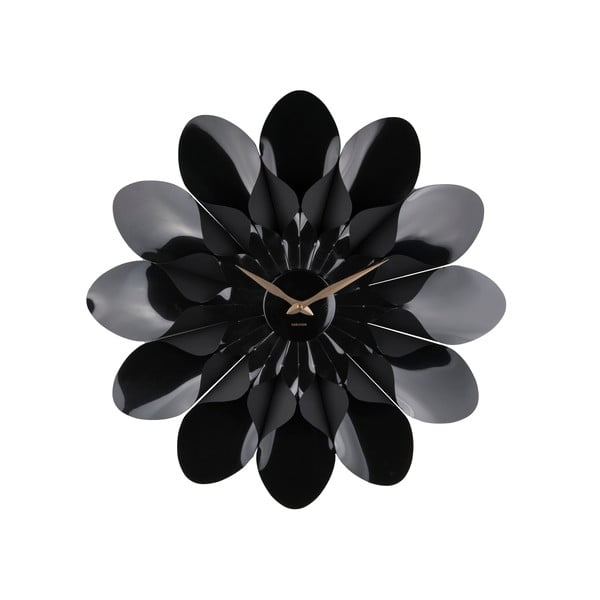 Черен стенен часовник , ø 60 cm Flower - Karlsson