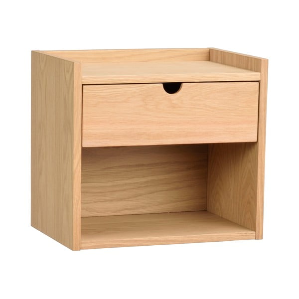 Висящо нощно шкафче с рафтове, изработено от дъбова дървесина в естествен цвят Hillmond - Rowico-image-3