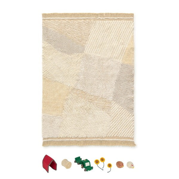 Бежово памучно детско килимче за игра 120x170 cm Farm Fields – Lorena Canals