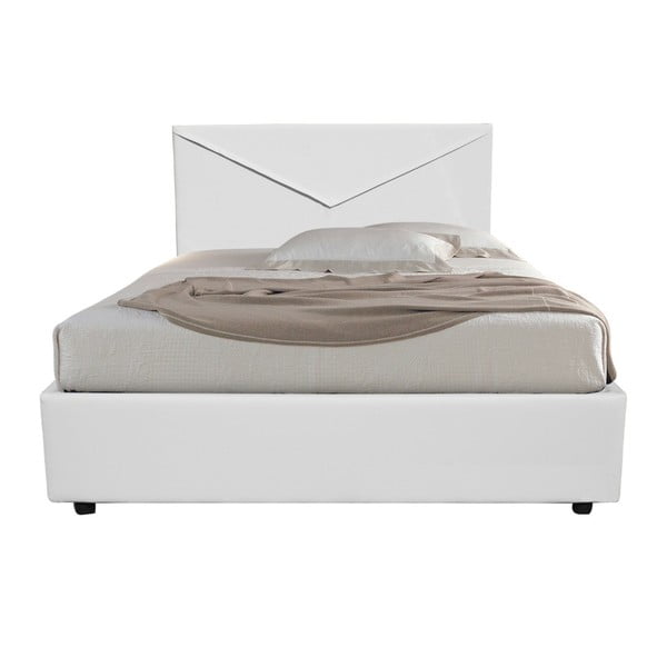 Bílá jednolůžková postel s úložným prostorem a potahem z koženky 13Casa Mina, 120 x 190 cm