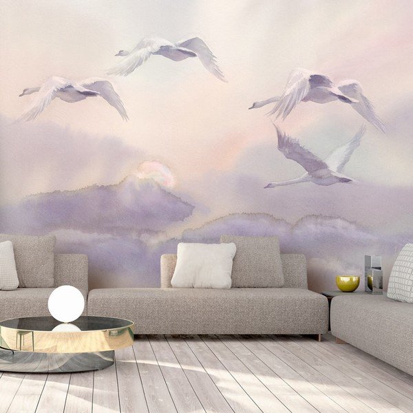 Широкоформатен тапет , 200 x 140 cm Flying Swans - Artgeist-image-1