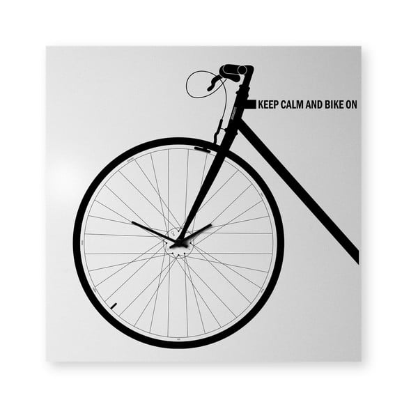 Nástěnné hodiny dESIGNoBJECT.it Bike White, 50 x 50 cm 