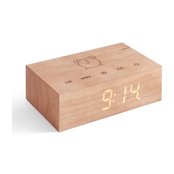 Кафяв дървен LED будилник Flip Click - Gingko