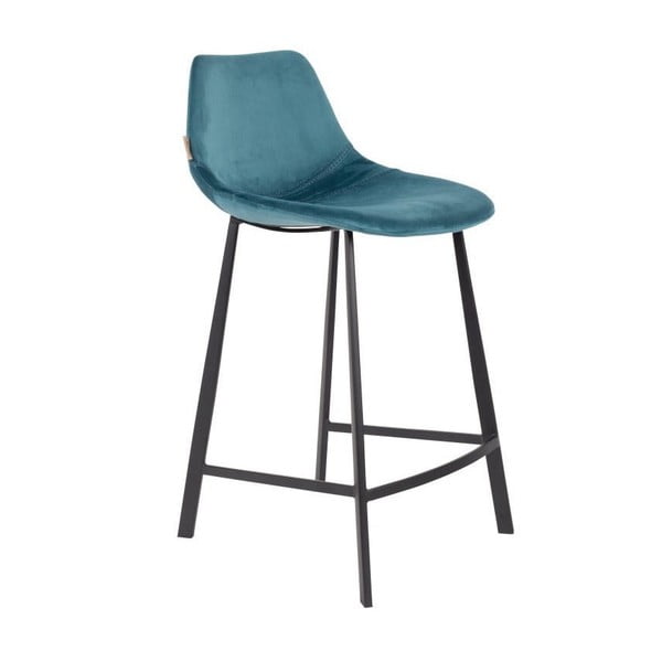 Комплект от 2 бар стола в петролено синьо с кадифена тапицерия, височина 91 cm Franky - Dutchbone