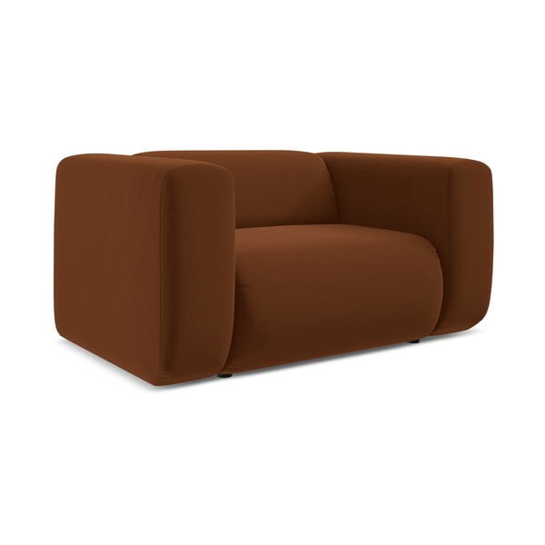 Оранжево/кафяво кадифено кресло Ekahi – Makamii