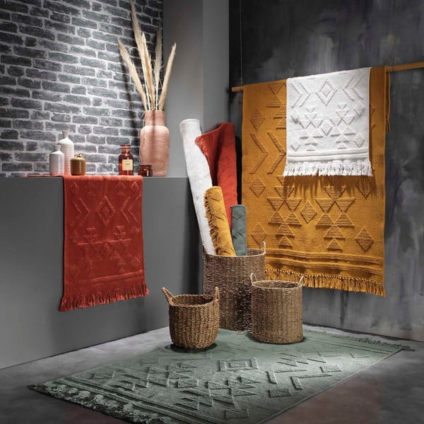 Килим подходящ за пране в цвят жълта охра 60x90 cm Cilaos – douceur d'intérieur-image-2