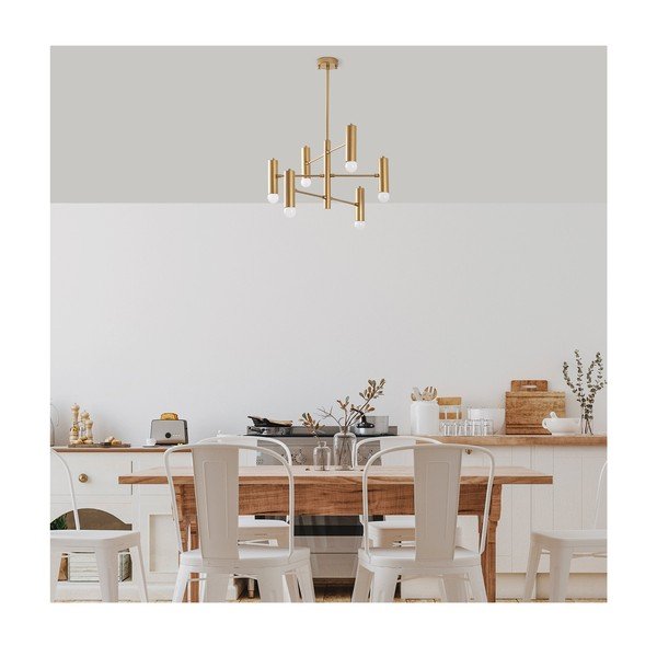 Висящо осветително тяло  в златист цвят с метален абажур Gharib – Opviq lights-image-4