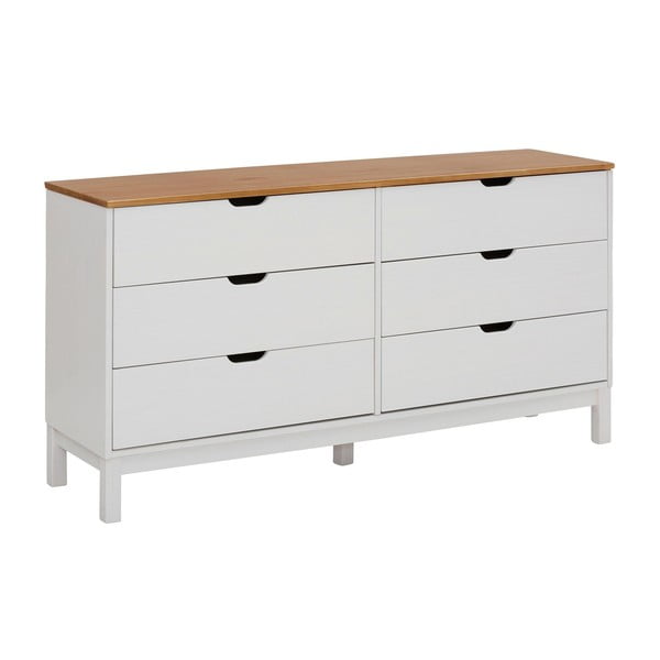 Бял нисък скрин от масивен бор 150x75 cm Post – Støraa-image-2