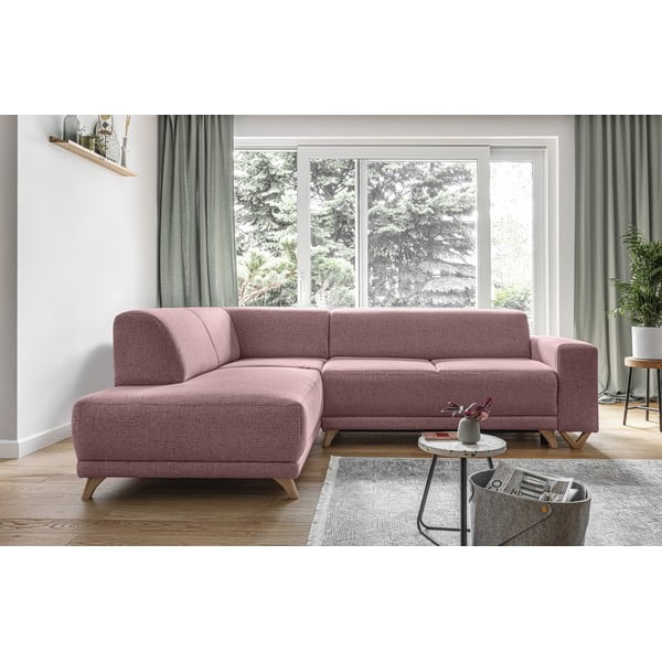 Розов разтегателен/с място за съхранение ъглов диван (ляв ъгъл/L форма) Classy Sophie – Miuform-image-1