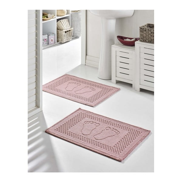 Комплект от 2 розови памучни изтривалки за баня Изтривалка за баня Garrudo, 50 x 70 cm - Mijolnir