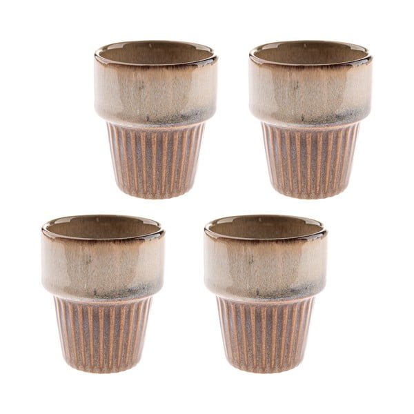 Бежови глинени чаши в комплект 4 бр. за еспресо 100 ml Tone – Dakls