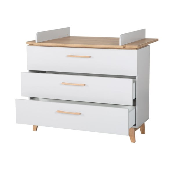 Светлосив нисък скрин от дъб с маса за преповиване 117x104 cm Caro - Roba-image-3