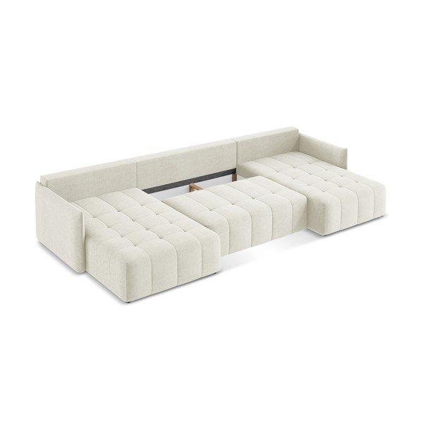 Бежов разтегателен ъглов диван с място за съхранение (U форма) Moku – Makamii-image-4