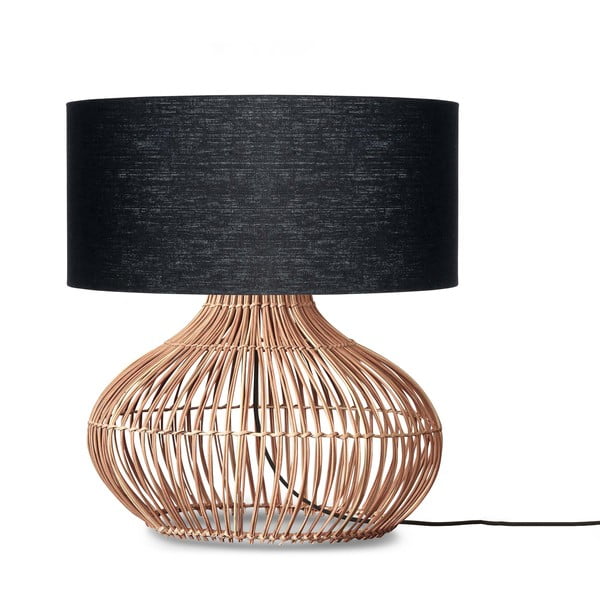 Настолна лампа с текстилен абажур в черен и естествен цвят (височина 60 см) Kalahari - Good&Mojo
