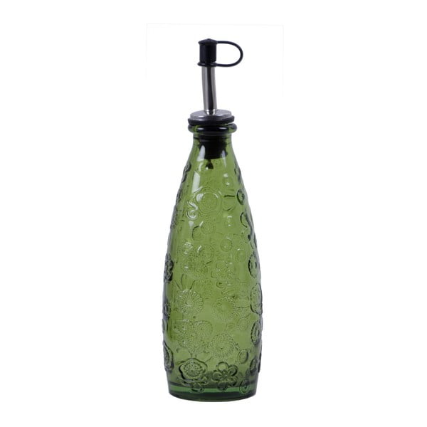 Zelená láhev z recyklovaného skla s nálevkou Ego Dekor Flora