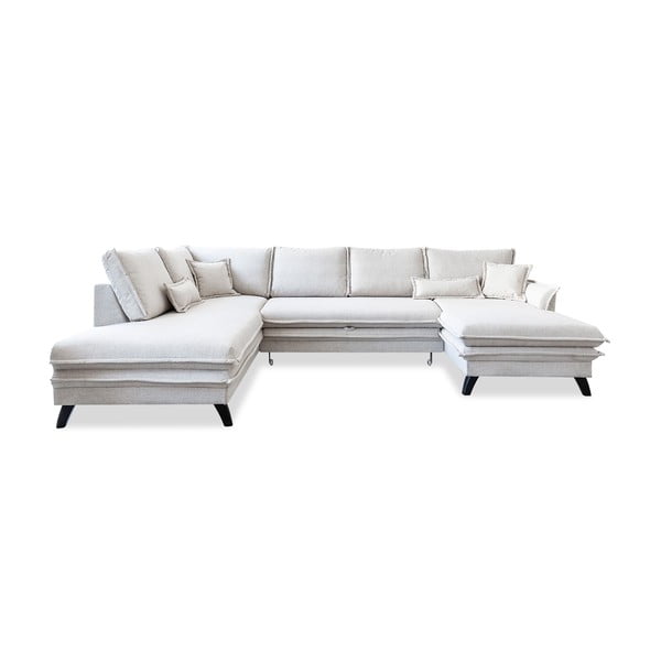 Светлобежов U-образен разтегателен диван , ляв ъгъл Charming Charlie - Miuform