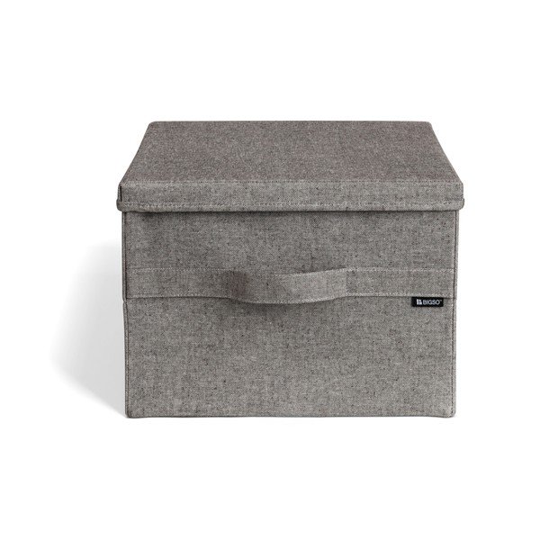 Сива текстилна кутия за съхранение с капак 36x46x25 cm Soft Storage Large – Bigso