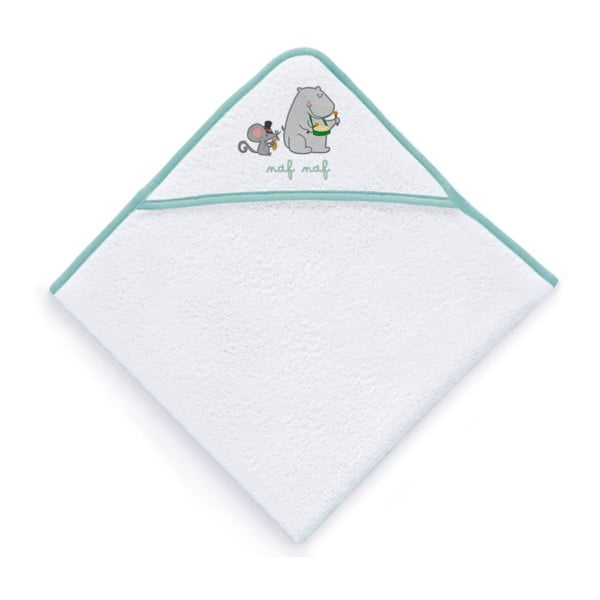 Комплект бебешка кърпа с качулка и ръкавица за пране Happy Hipo, 75 x 75 cm - Naf Naf