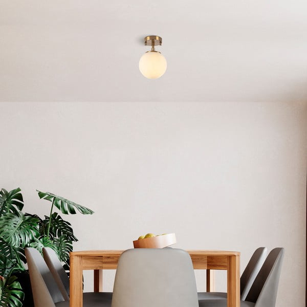 Бяло/в месингов цвят осветително тяло за таван със стъклен абажур ø 15 cm Atmaca – Opviq lights-image-1