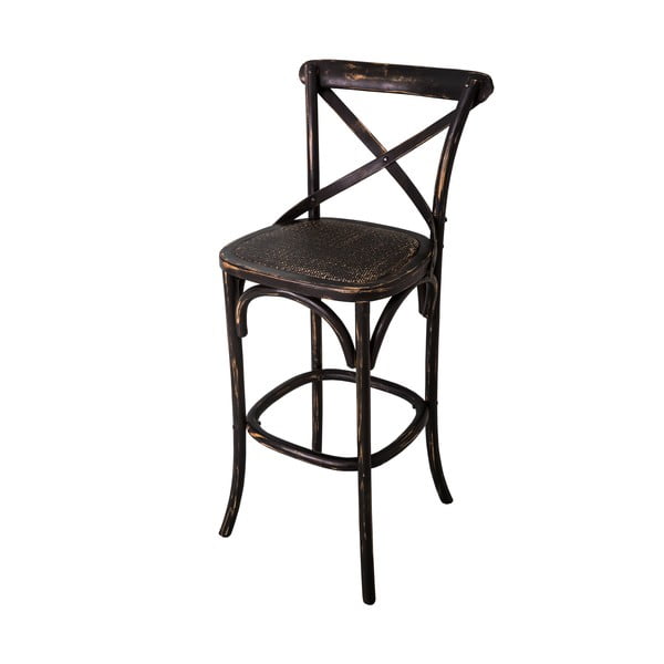 Черен бар стол от масивен бряст (височина на седалката 78 cm) – Antic Line