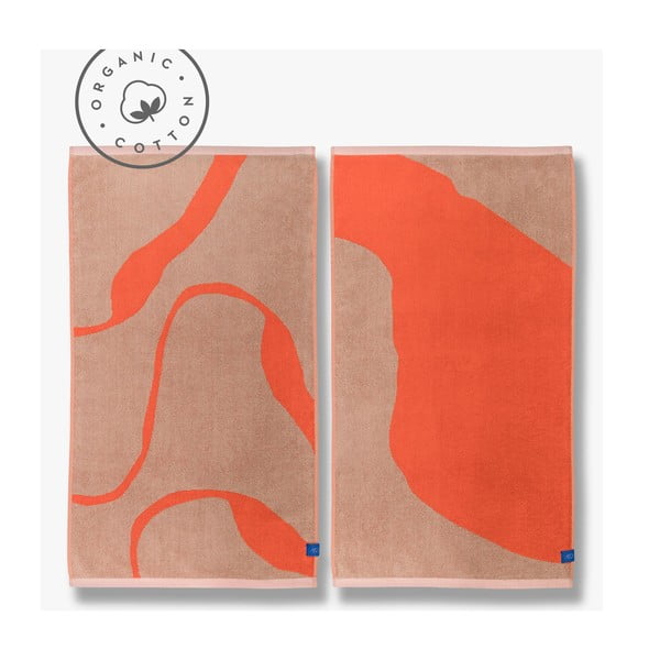Оранжеви/светлокафяви кърпи в комплект от 2 броя от органичен памук 50x90 cm Nova Arte - Mette Ditmer Denmark