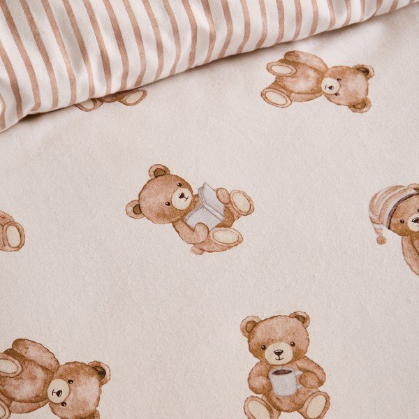 Кремав еластичен единичен фланелен детски чаршаф 70x140 cm Brushed Teddy Bear – Catherine Lansfield-image-2