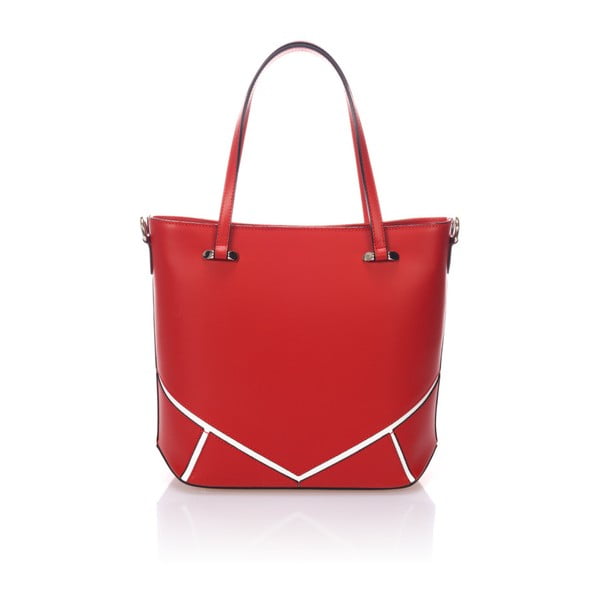 Červená kožená kabelka Markese Loyd