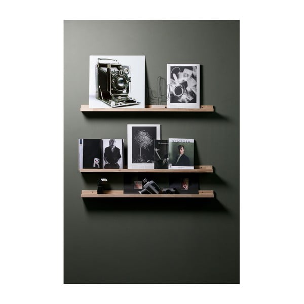 Стенен рафт за снимки от масивен дъб в естествен цвят 120 cm Studio – WOOOD-image-3