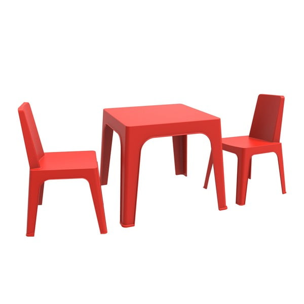Червен детски градински комплект 1 маса и 2 стола Julieta - Resol