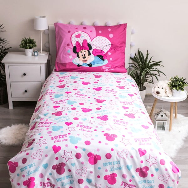 Детско спално бельо от микрофибър 140x200 cm Minnie Sweet Like Me - Jerry Fabrics-image-2