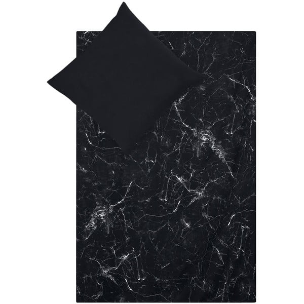 Черно спално бельо за единично легло от памучен перкал, 135 x 200 cm Malin - Westwing Collection