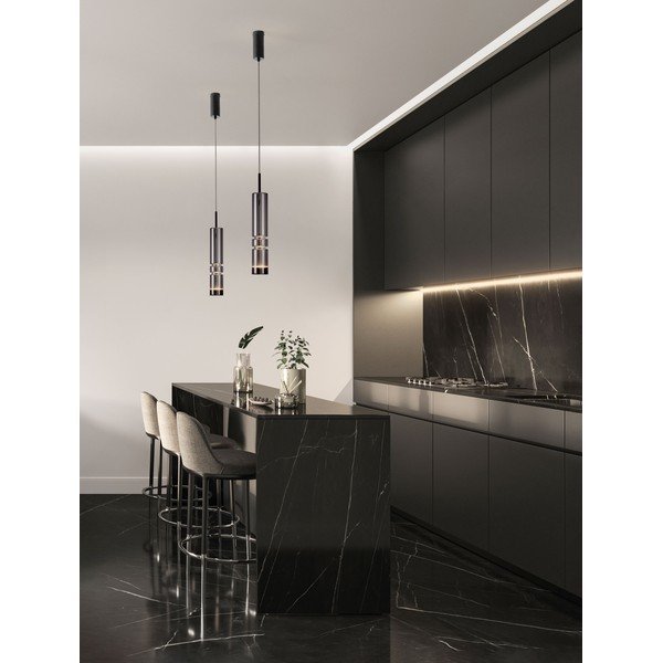 Сиво стъклено LED висящо осветително тяло ø 8 cm Bento – Nova Luce-image-1