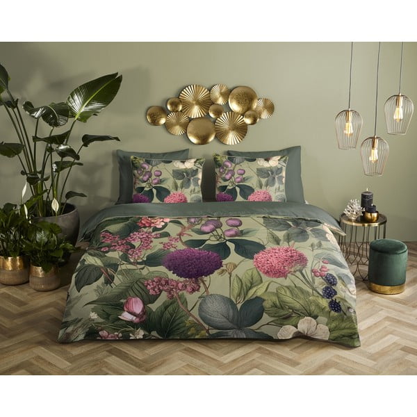 Единично удължено спално бельо от памучен сатен в цвят каки 140x220 cm Onaz – Descanso-image-1