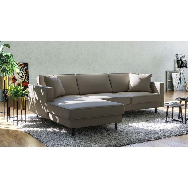 Ъглов диван от светлокафява кожа (ляв ъгъл) Kobo - MESONICA-image-1